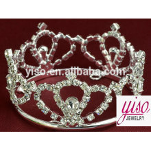 Diamante cristal decoração princesa personalizadas coroa tiaras atacado personalizado redondo tiara